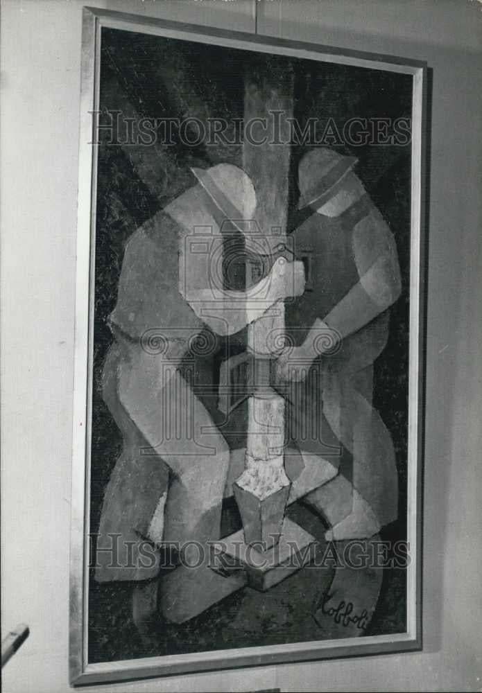 1959 Press Photo Painting &quot;Forage&quot; By Louis Toffoli at Gallery Museum - Historic Images