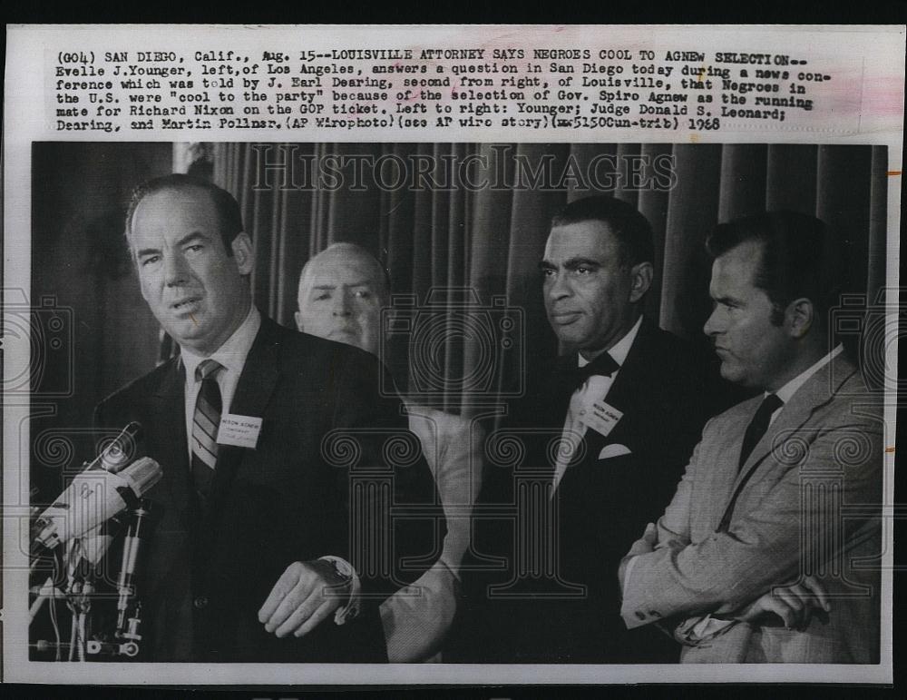 1968 Press Photo Evelle J Younger, J Earl Dearing, Judge DS Leonard, M Pollnar - Historic Images