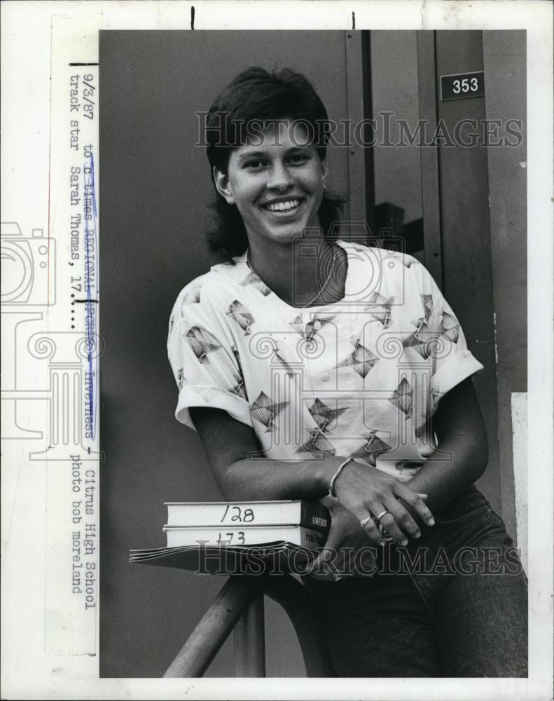 1987 Press Photo Citrus High school Track Star Sarah Thomas - RSL91663 - Historic Images