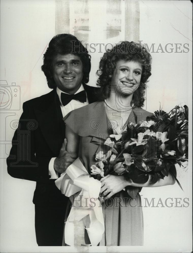 1982 Press Photo Michael Landon Kimberly Ann Smith Amerca&#39;s Junior Miss Pageant - Historic Images