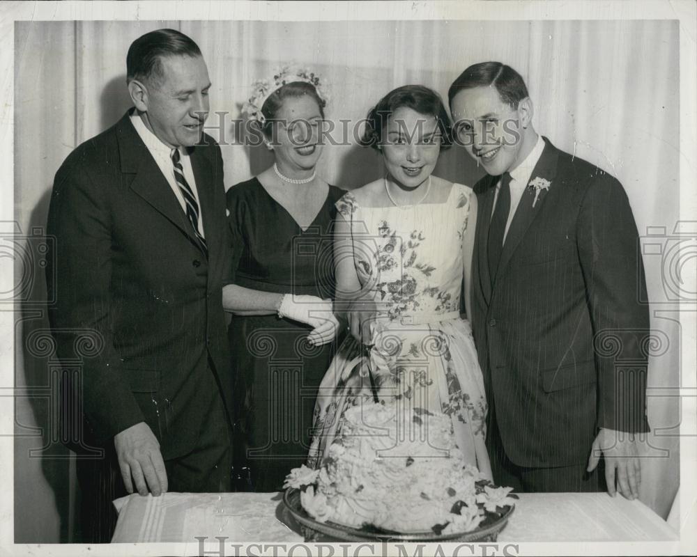 1957 Press Photo Gov &amp; MrsFoster Furcolo, Mr &amp; Mrs Bernard Solomon Wedding - Historic Images