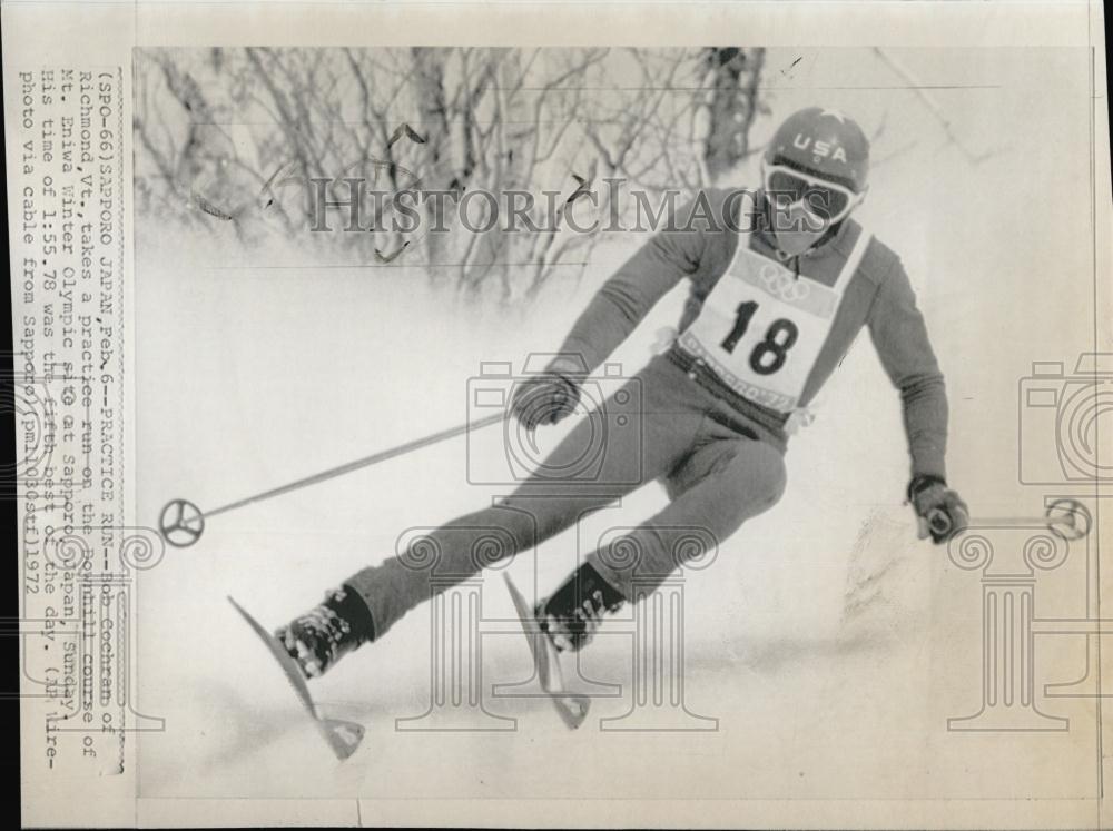 1972 Press Photo Skier Bob Cochran takes practice run on Mt Eiwa Winter Olympic - Historic Images