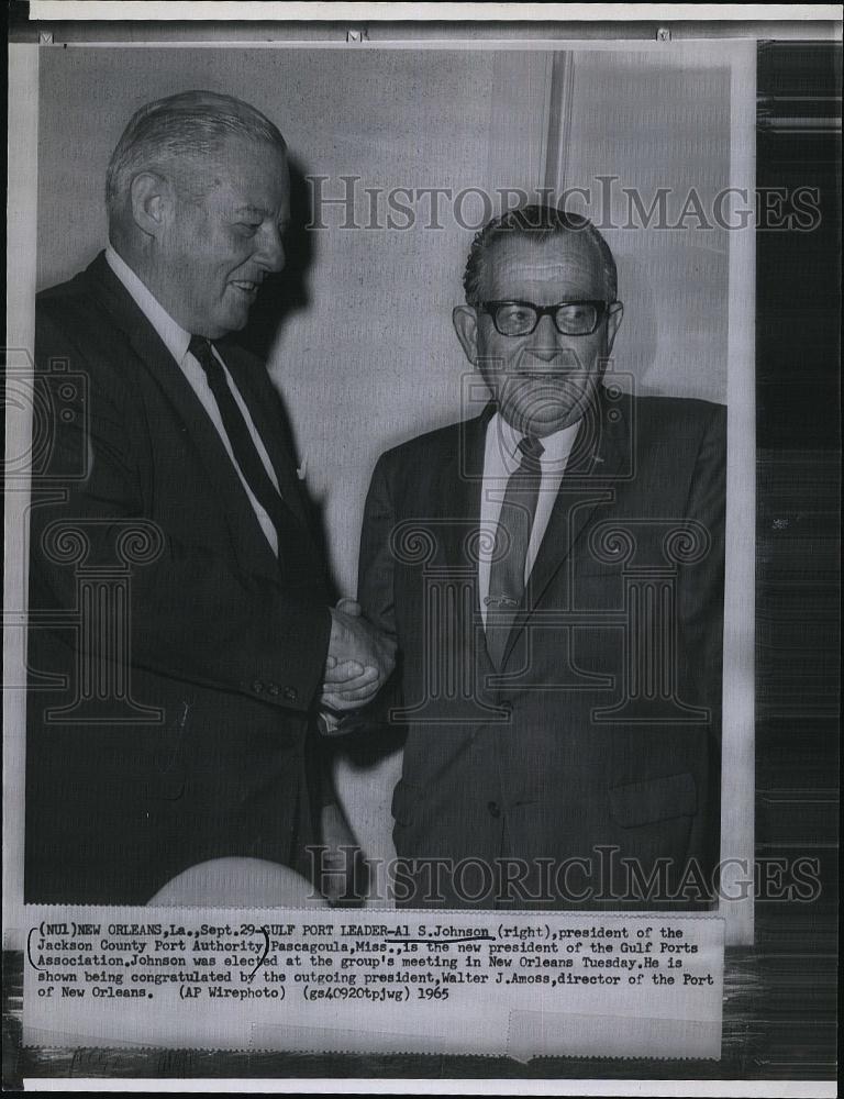 1965 Press Photo Al Johnson, Pres of Jackson Comm Port Authority &amp; W Amoss - Historic Images