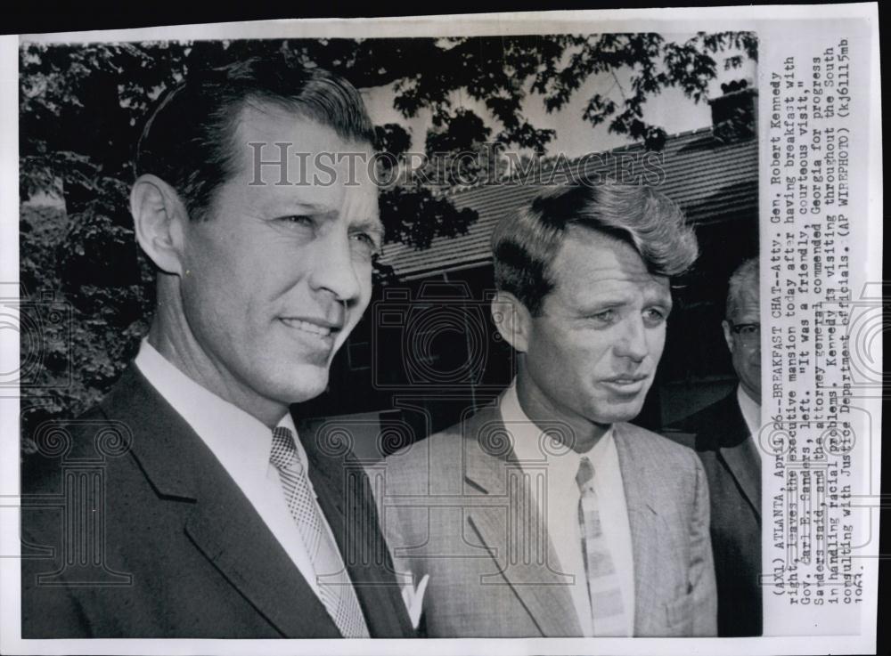 1963 Press Photo Attorney General Robert Kennedy Gov Carl Sanders Georgia - Historic Images