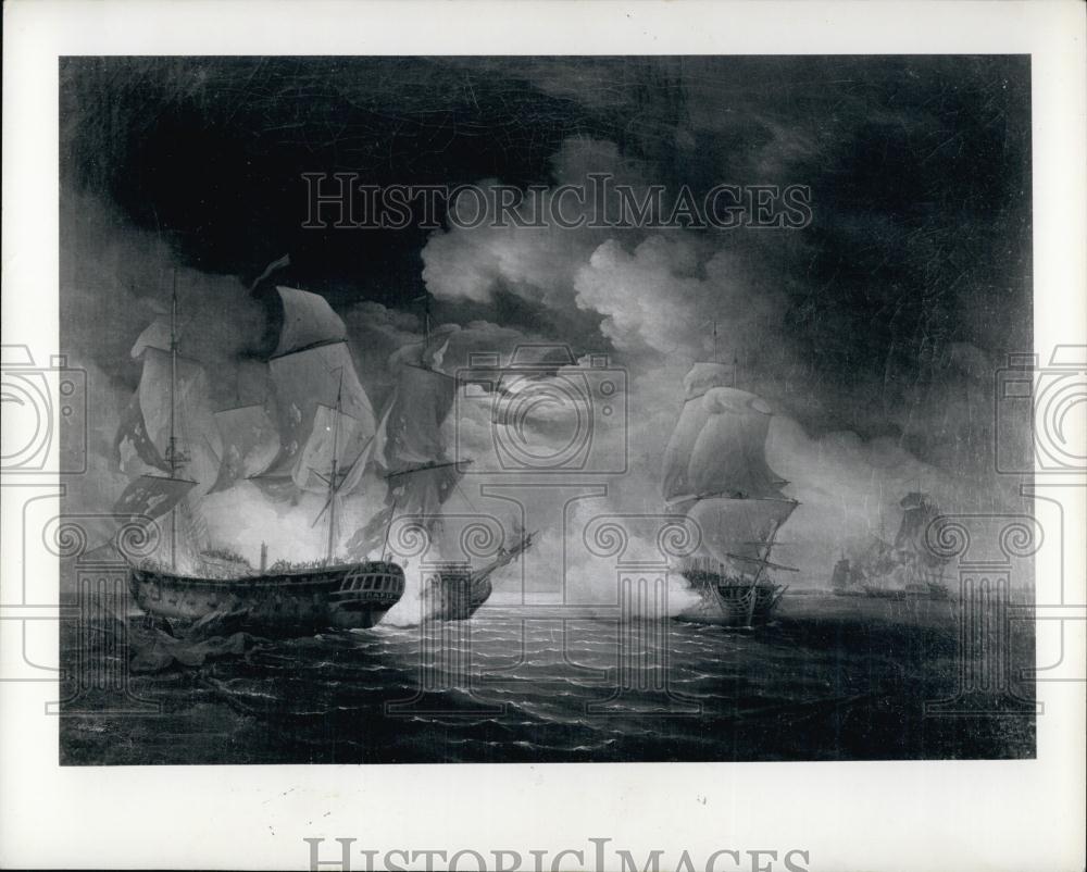 Press Photo The Bonhomme Richard -Serapis Battle painting of Richard Paton - Historic Images