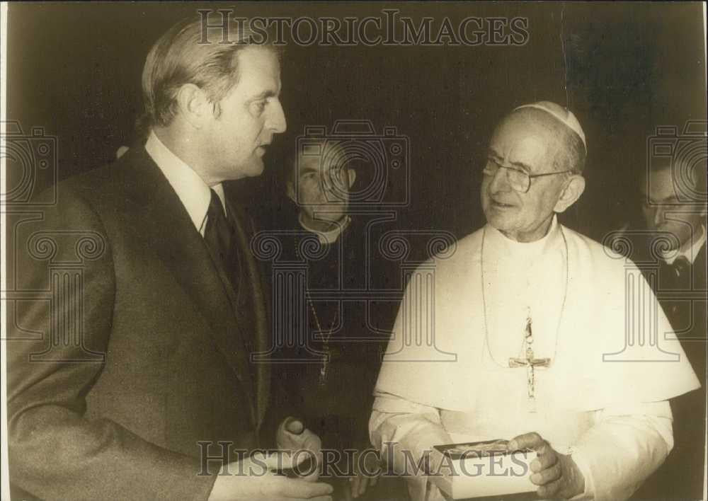 1977 Press Photo US VP Walter Mondale &amp; Pope Paul VI - Historic Images