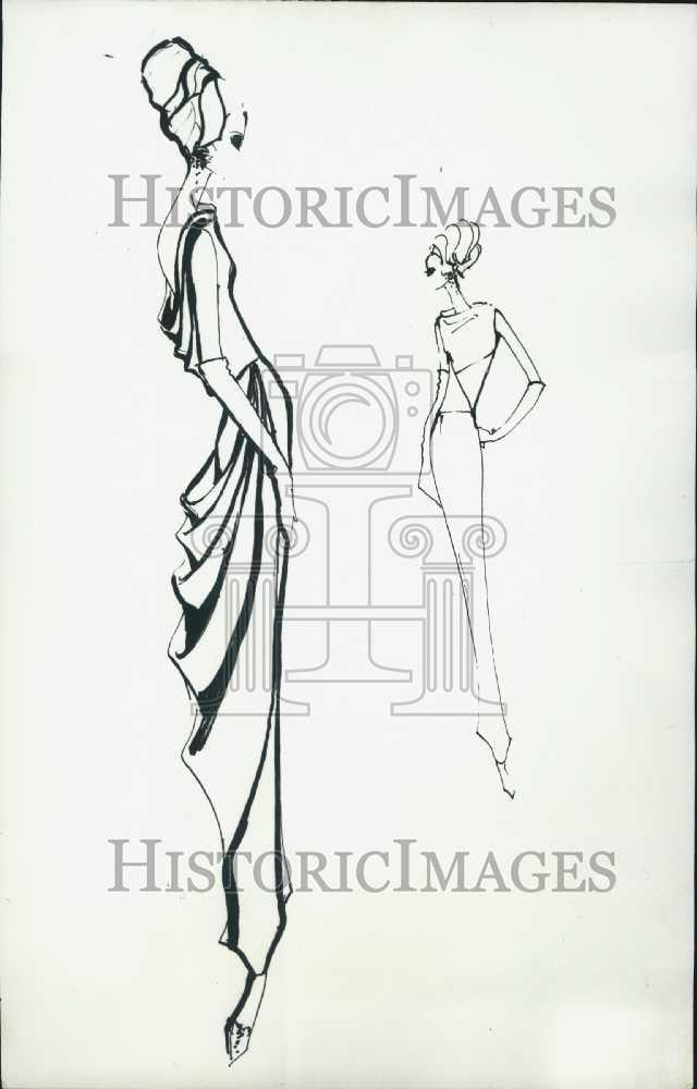 Press Photo Sketches of Modern French Clothing - Historic Images