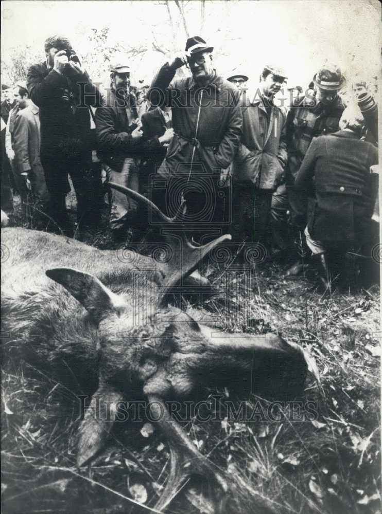 1975 Press Photo President Urho Kekkonen King Carl Gustaf Sweden Hunneberg Hunt - Historic Images