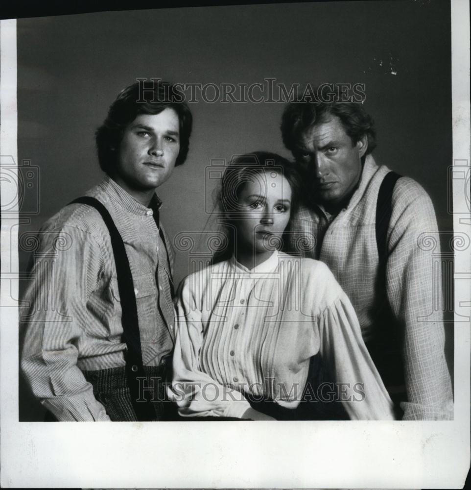 1974 Press Photo Kurt Russell Bonnie Bedialia Scott Thomas New Land TV Show - Historic Images