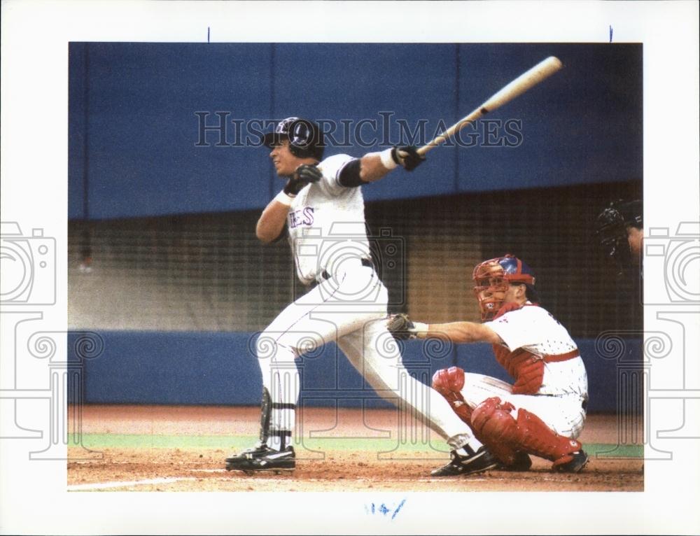 Press Photo Andres Gallarraga Hits Home Run For Colorado Rockies - RSL53501 - Historic Images