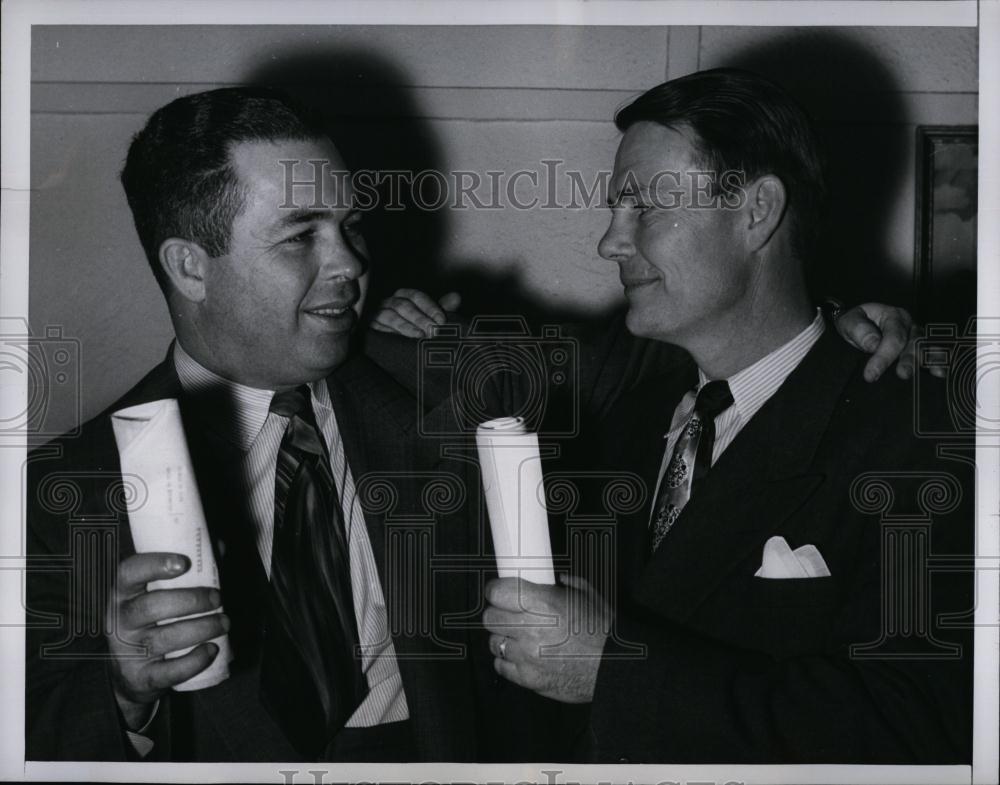 1949 Press Photo NFL Phil Handler Buddy Parker Co-Coaches of Cardinals - Historic Images