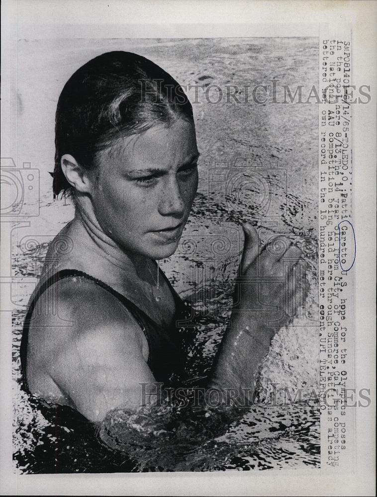 1965 Press Photo 13 Year Old Swimmer Breaks Records Patty Caretto - RSL48621 - Historic Images