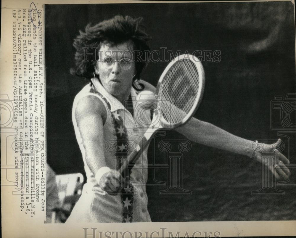 1974 Press Photo Billy Jean Moffet King at US Open Tennis match - RSL74245 - Historic Images