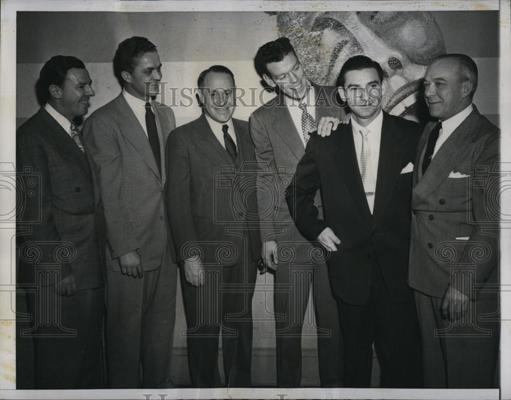 Press Photo John Quinn GM, Pres Lou Perini, Kerr, Gordon &amp; Mgr Billy Southward - Historic Images