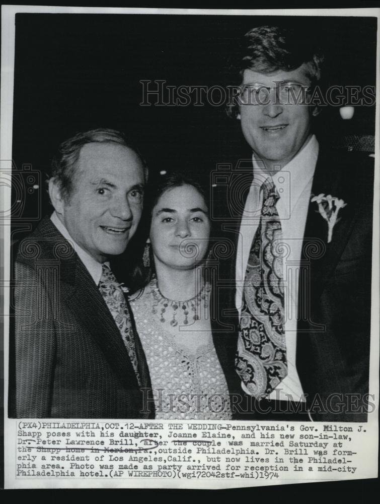 1974 Press Photo Pennsylvania Governor Milton J Shapp, daughter Joanne Elaine - Historic Images