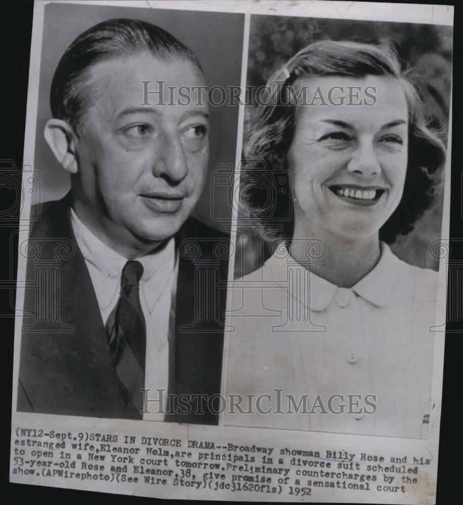 1952 Press Photo Broadway showman Billy Rose wife Eleanor Holm schedule - Historic Images