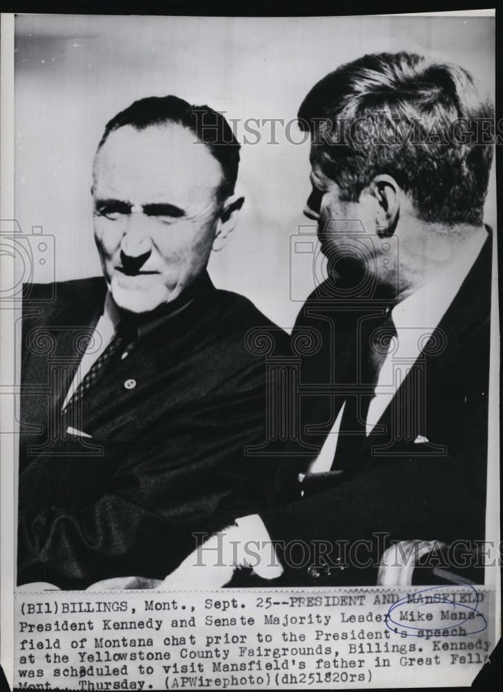 1963 Press Photo President John F Kennedy &amp; Senate Leader Mike Mansfield - Historic Images