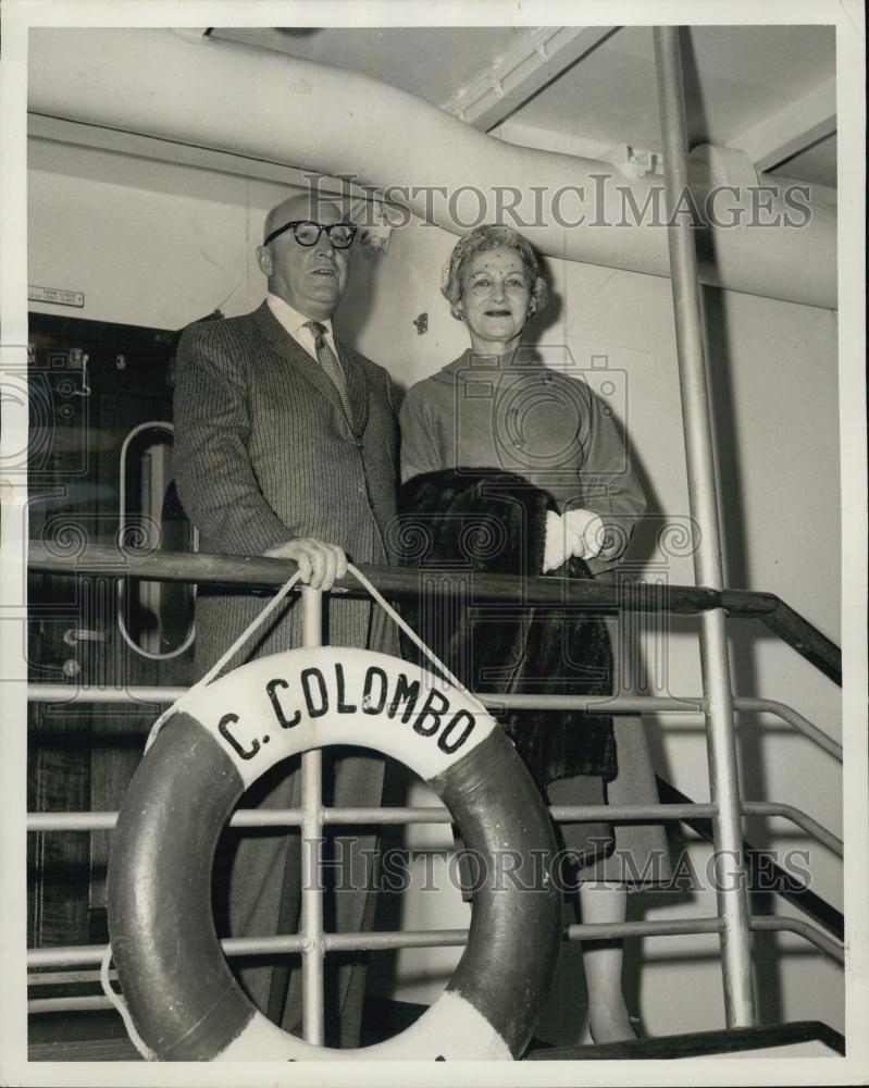 1956 Press Photo Mr &amp; Mrs Charles Silton on the Christopher Colombo - RSL03549 - Historic Images