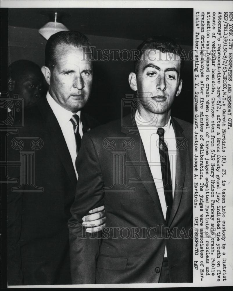 1963 Press Photo Gareth Martinis charged with 5 counts of vehicular homicide - Historic Images