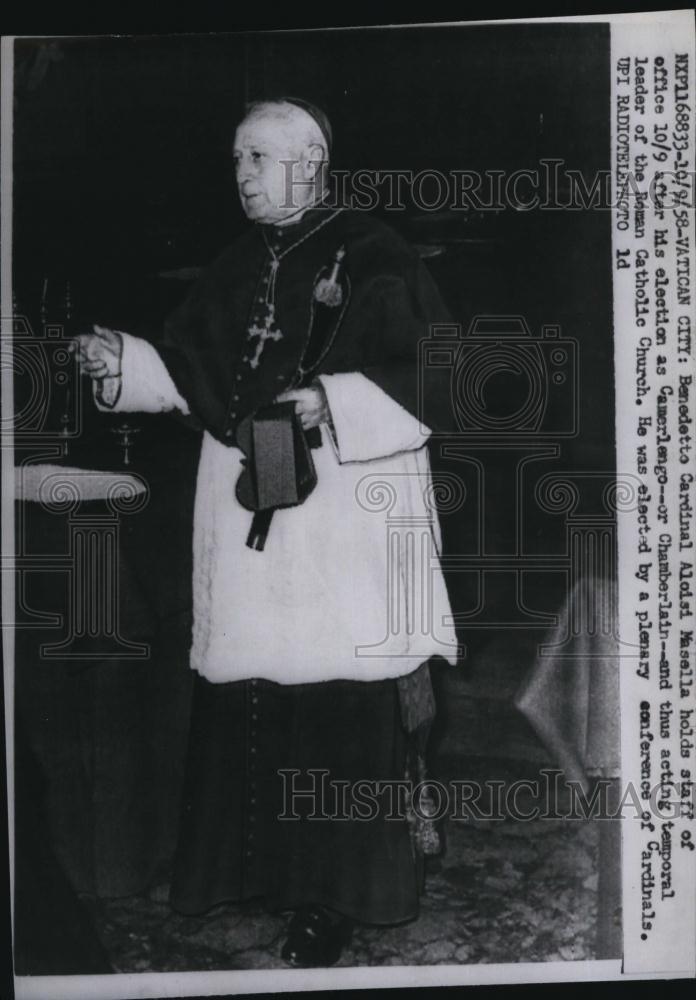 1958 Press Photo Benedetto Cardinal Aloisi Masella new Camerlengo at Vatican - Historic Images