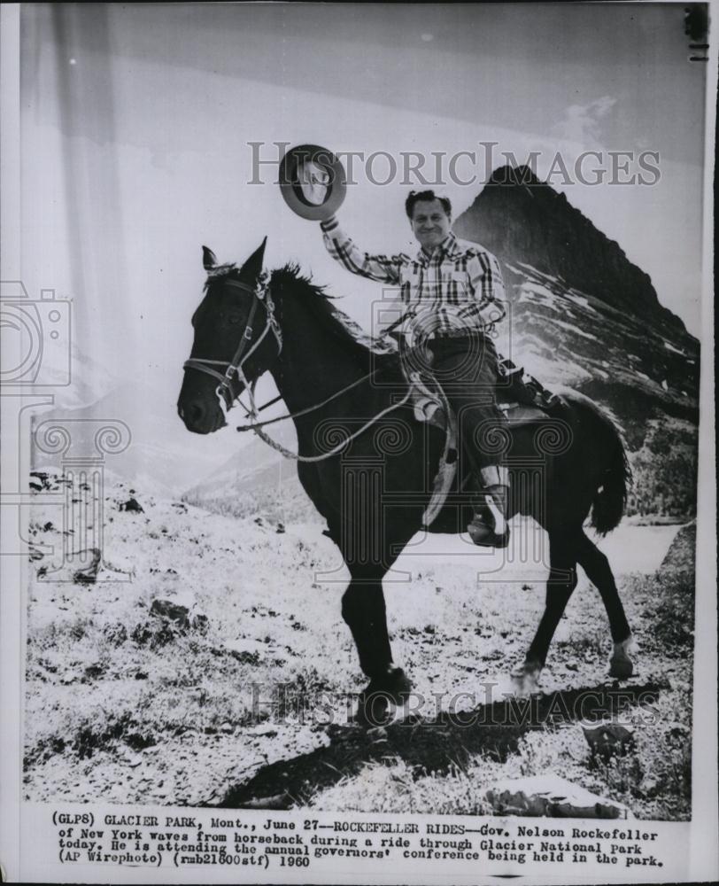 1960 Press Photo NY Governor Nelson Rockerfeller at Glacier Natl Park in Mont - Historic Images