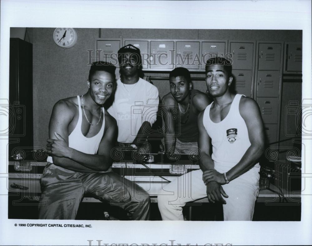 1990 Press Photo Dex Sanders, Kurtis Blow, J Schaaka, A Moore - RSL87261 - Historic Images