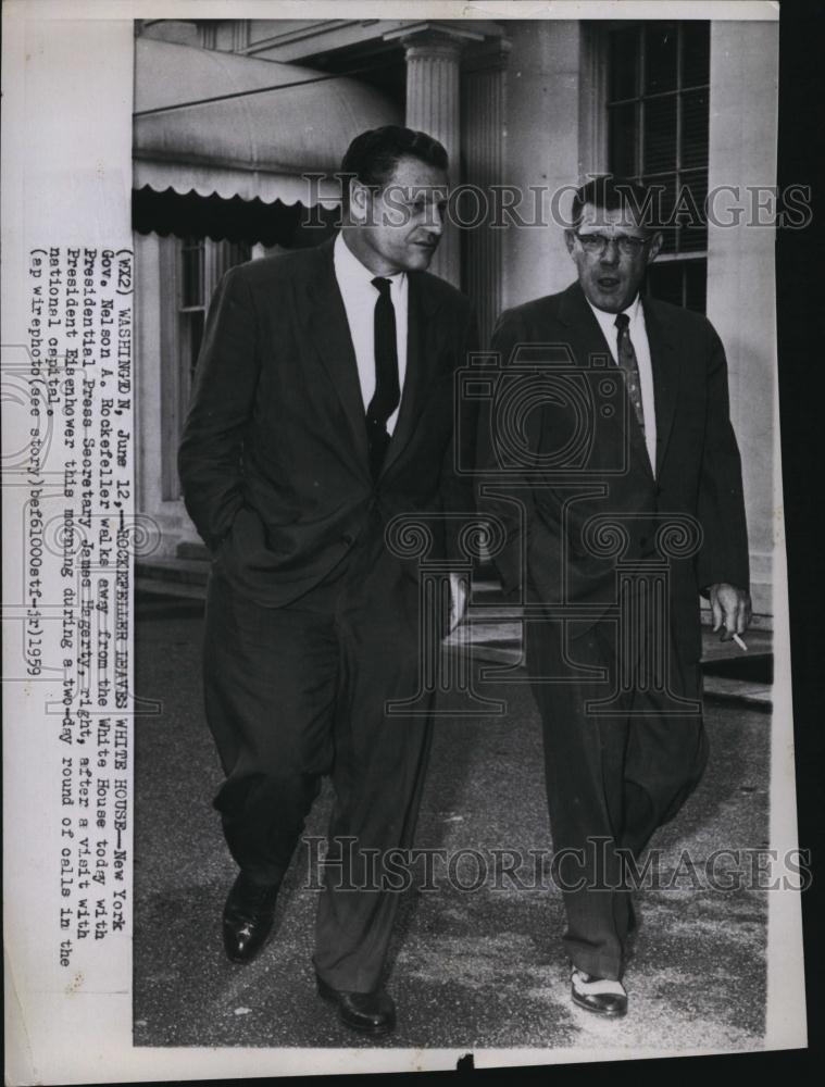 1959 Press Photo NY Governor Nelson Rockerfeller &amp; James Hagerty - RSL80077 - Historic Images