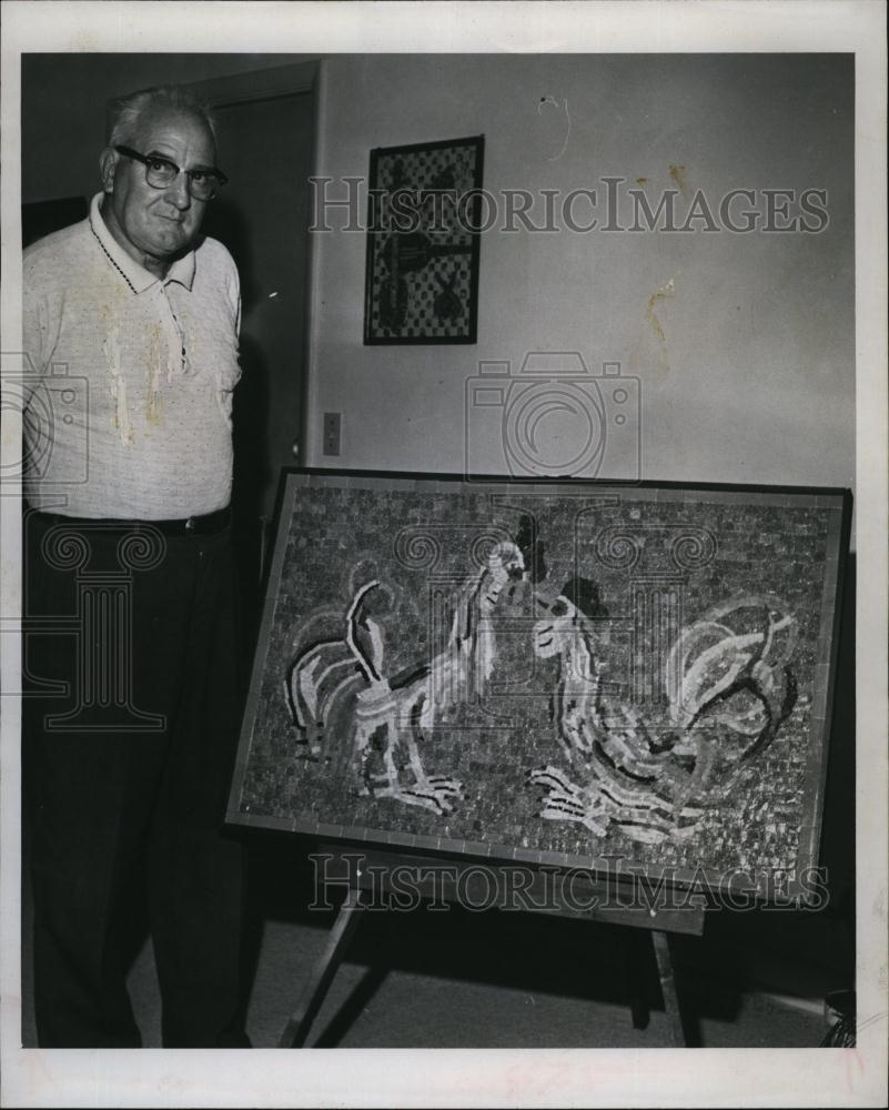 1964 Press Photo Elmer Van Riper, Van Ripper, Mosaic Art - RSL93659 - Historic Images