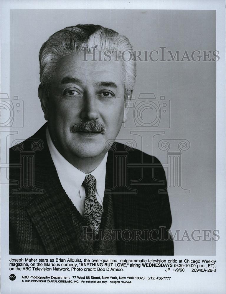 1990 Press Photo Joseph Maher American Actor Anything But Love TV Sitcom Show - Historic Images