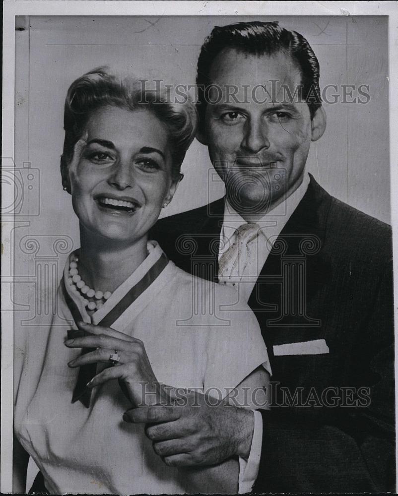 1959 Press Photo Actress Constance Towers with husband Eugen McGrath Wedding - Historic Images