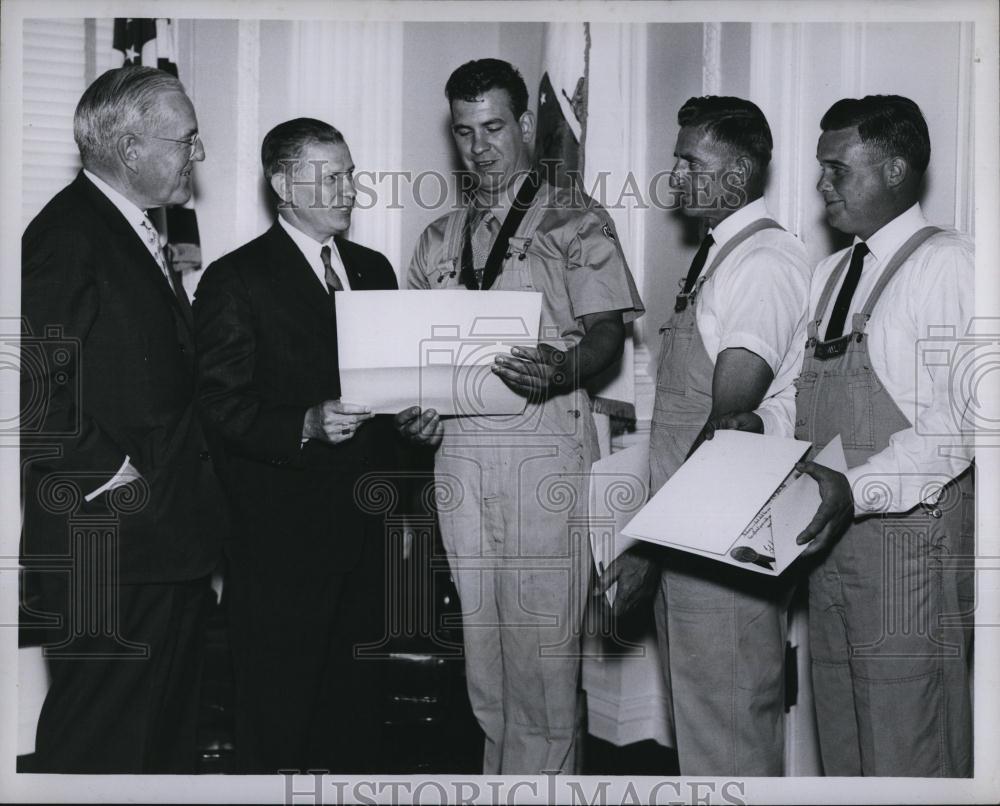 1961 Press Photo Mass Gov VOlpe,Fred Aulenback,G Dragon,W Lucier & G Hood - Historic Images