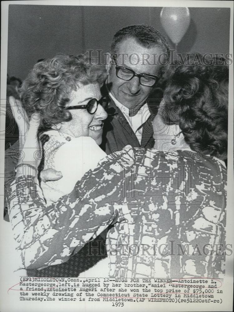1973 Press Photo Antoinette Mastergeorge Celebrates Lottery Win - RSL78927 - Historic Images