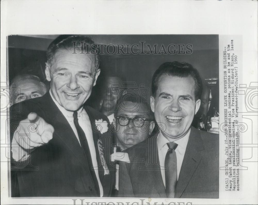 1960 Press Photo Henry Cabot Lodge Vice Pres Nominee &amp; VP Richard Nixon - Historic Images