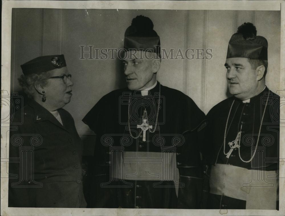 1955 Press Photo Catherine R Dempsey Archbishop Cushing, Bishop Wright - Historic Images
