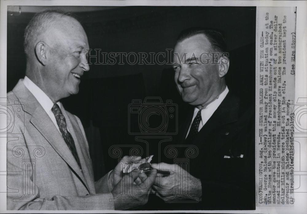 1953 Press Photo Senator George Malone President Eisenhower - RSL87615 - Historic Images