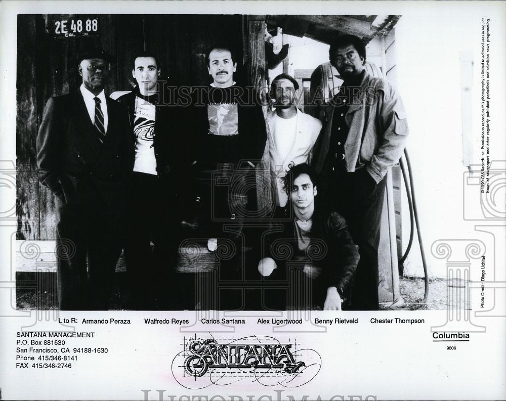 Press Photo Band &quot;Santana&quot; Peraza,Reyes,Santana,Ligertwood,Rietveld,Thompson - Historic Images