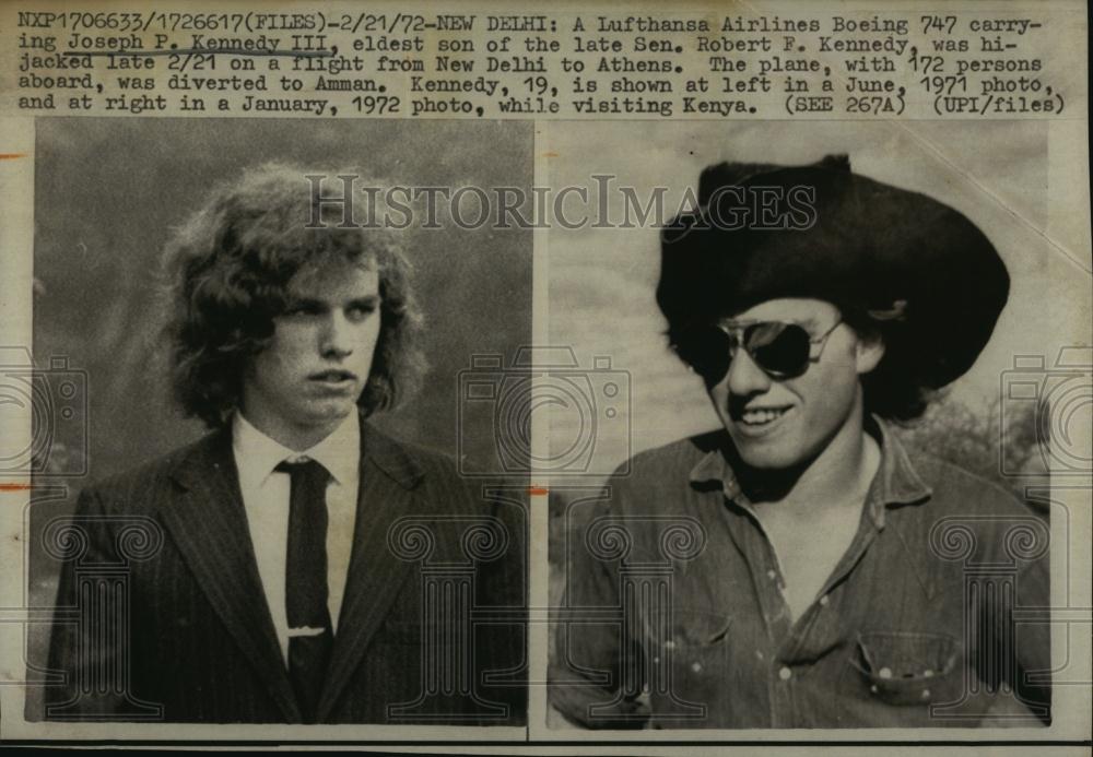 1972 Press Photo Joseph P Kennedy III On Hijacked Plane, Son Of Robert Kennedy - Historic Images