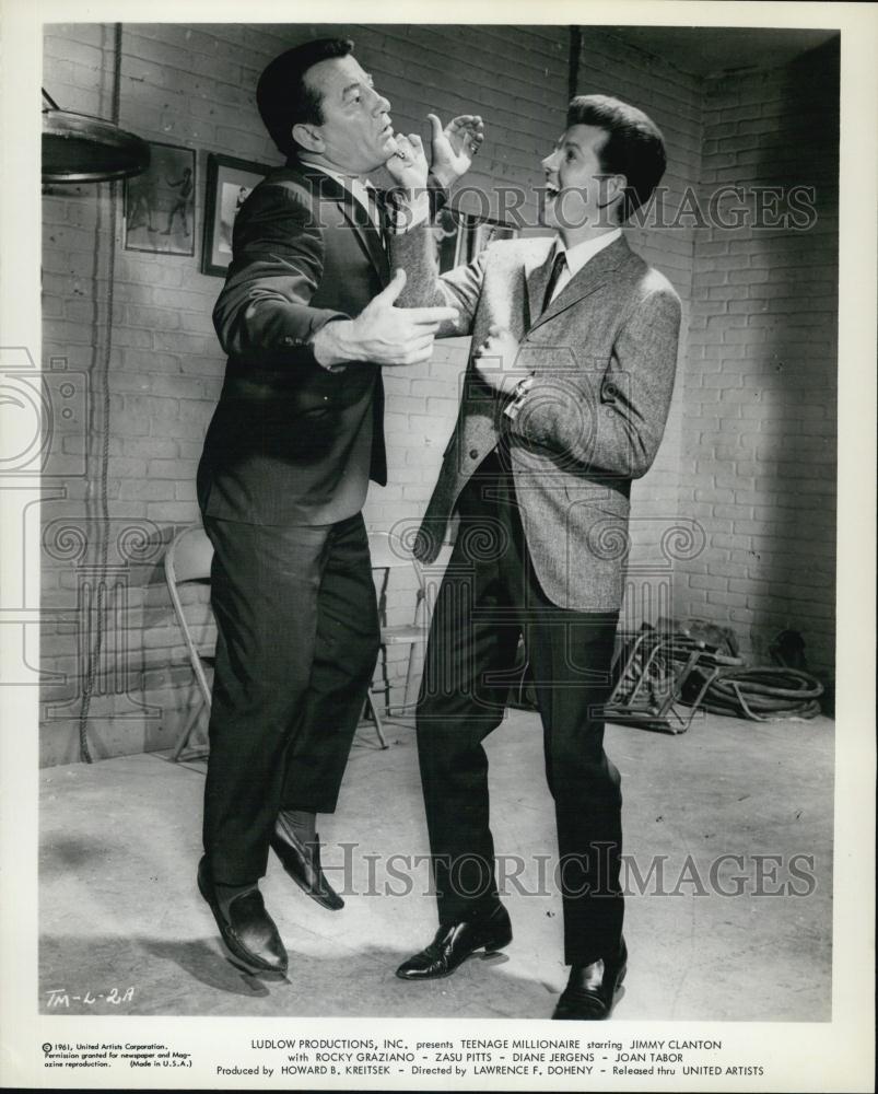 1961 Press Photo Jimmy Clanton Rocky Graziano Actors movie Stars - RSL01399 - Historic Images
