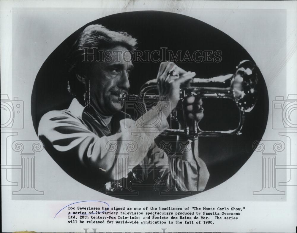 1980 Press Photo Doc Severinsen Trumpeter Musician Composer Monte Carlo Show - Historic Images