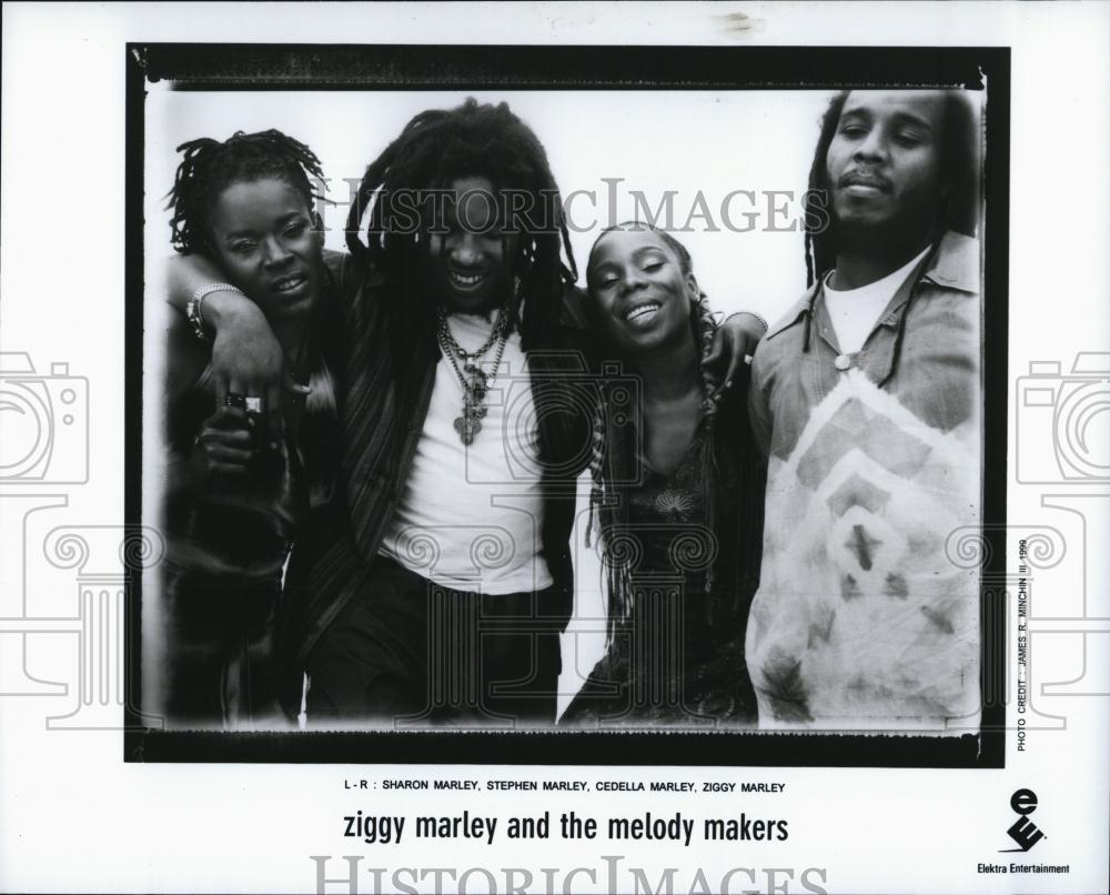 1999 Press Photo Ziggy Marley and the Melody Makers Sharon, Stephan, Cedella - Historic Images