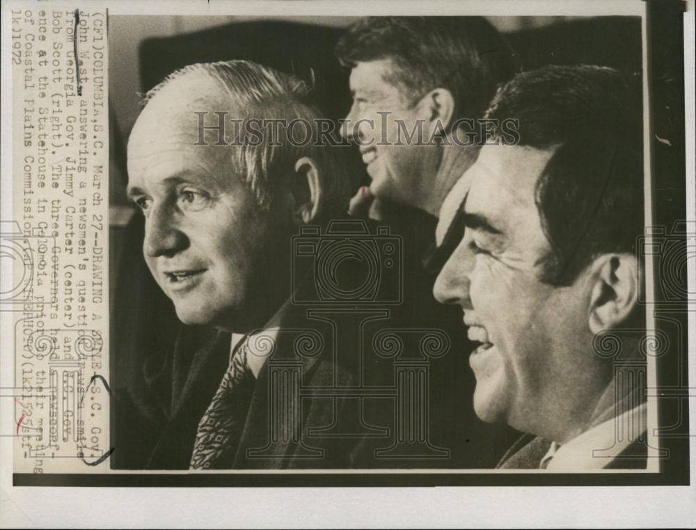 1972 Press Photo John West, South Carolina Governor, Jimmy Carter, Bob Scott - Historic Images