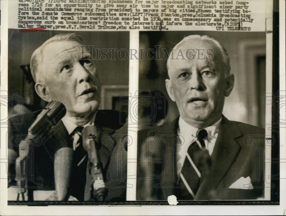 1989 Press Photo Walter Thayer Pres NY Herald Tribune testifies Frank Stanton - Historic Images