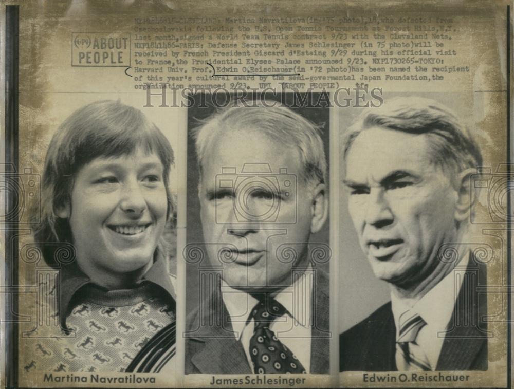 Press Photo Martin Navratilova, James Schlesinger &amp; Edwin Reischauer - RSL67345 - Historic Images