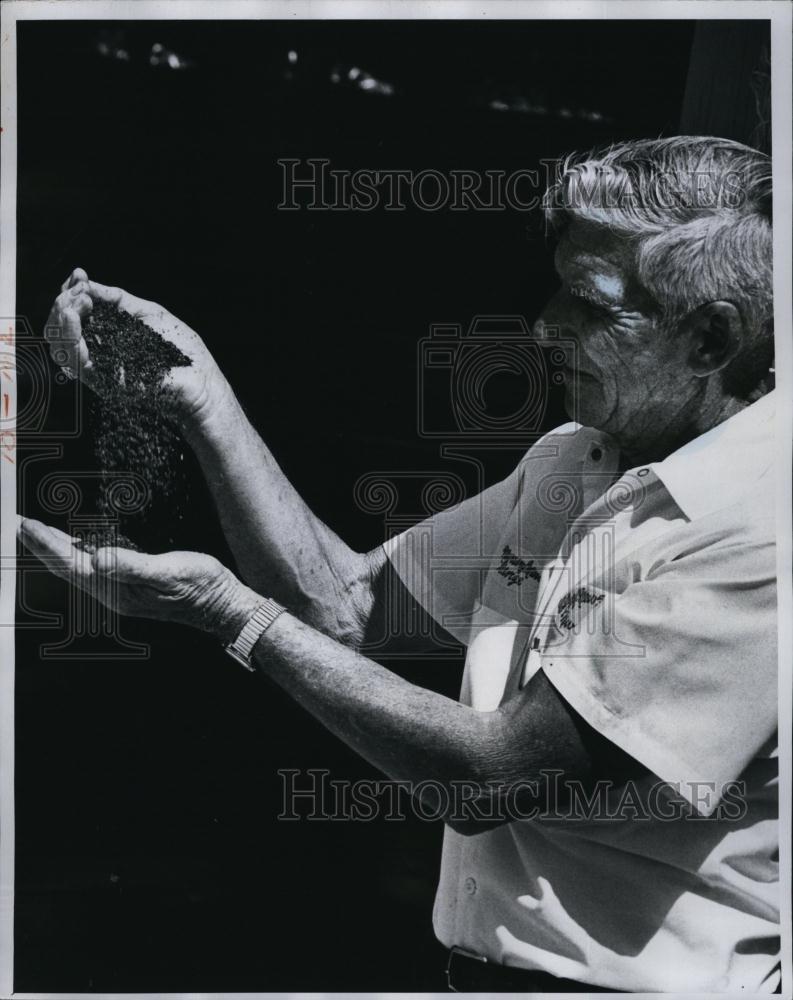 1976 Press Photo George Toney Inspects His Special Mixture Of Potting Soil - Historic Images