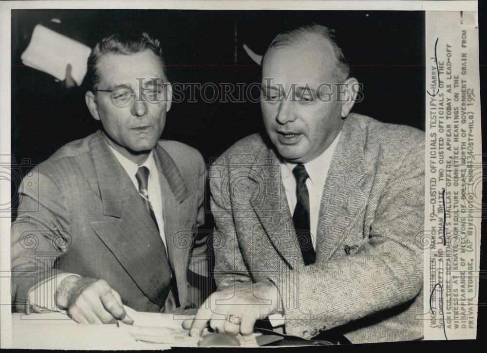 1952 Press Photo Harry Solomon &amp; Latham White appear at Senate Hearings - Historic Images