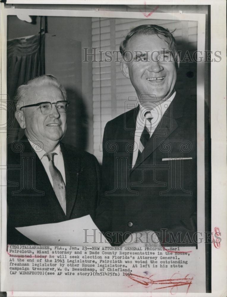 1964 Press Photo Attorney Earl Faircloth &amp; Repreentative - RSL63841 - Historic Images