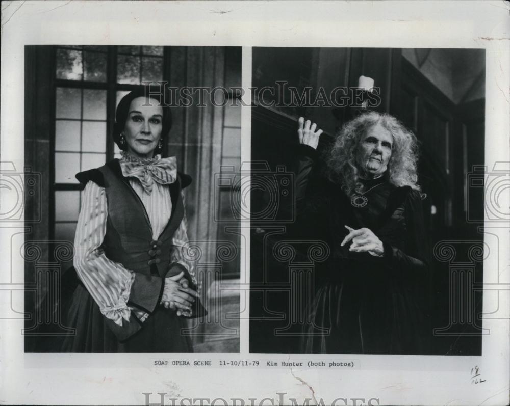 1979 Press Photo Kim Hunter in two roles in soap opera &quot;Edge of Night&quot; - Historic Images