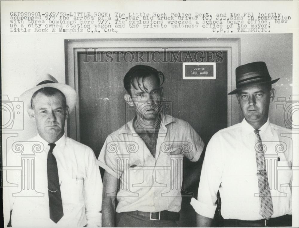 1959 Press Photo JD Sims Arrested for Bombing - RSL06311 - Historic Images