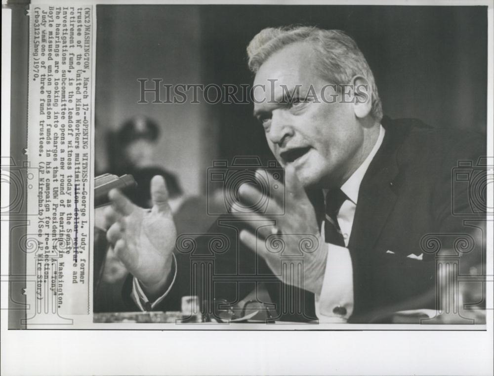 1970 Press Photo George L Judy, United Mine oOrkers - RSL67989 - Historic Images