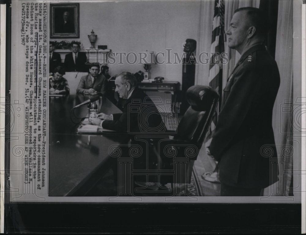 1967 Press Photo Lt Gen Leonard Chapman Jr ,President Johnson - RSL99477 - Historic Images